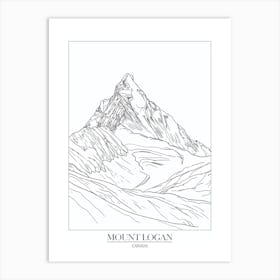 Mount Logan Canada Line Drawing 3 Poster Art Print