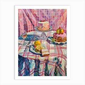 Pink Breakfast Food Cake 1 Art Print