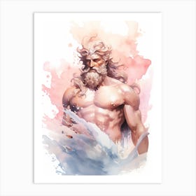  A Watercolour Illustration Of The Greek God Poseidon 1 Art Print