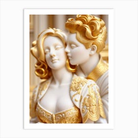 Fantasy Couple Kissing Art Print