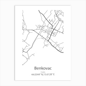 Benkovac,Croatia Minimalist Map Art Print