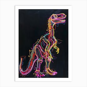 Neon T Rex Dinosaur Scribble Art Print