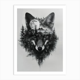 Wolf In The Forest 13 Art Print
