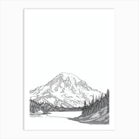 Mount Rainier Usa Line Drawing 5 Art Print