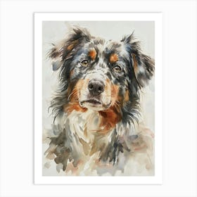 Australian Shepherd Dog Watercolor Painting 7 Art Print