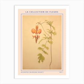 Dicentra (Bleeding Heart) French Flower Botanical Poster Art Print