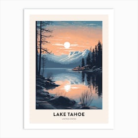 Winter Night  Travel Poster Lake Tahoe Usa 2 Art Print