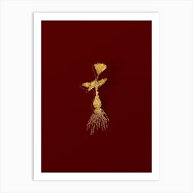 Vintage Cape Tulip a Botanical in Gold on Red n.0025 Art Print