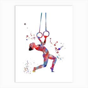 Gymnast With Rings Watercolor Painting Art Print