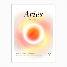 Aries, Fire Color Aura, Zodiac Sign Design Art Print