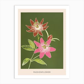 Pink & Green Passionflower 2 Flower Poster Art Print