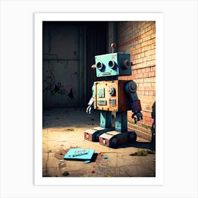 Robot In The Street Art Print