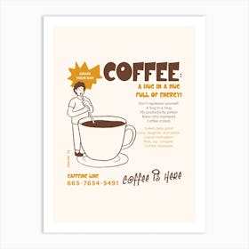 Grain Your Day Coffee Mug - Illustrated Design Creator With A Coffee Day Theme - coffee, latte, iced coffee, cute, caffeine 1 Art Print