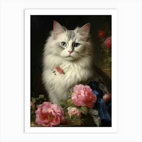 Floral Rococo Style Cat 2 Art Print