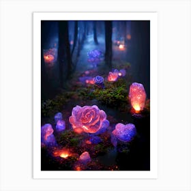 Glow In The Dark Roses Art Print