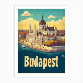 Aihrgdesign A Retro Travel Poster For Budapest Featuring The 5 Art Print