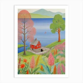 Red Cottage Art Print
