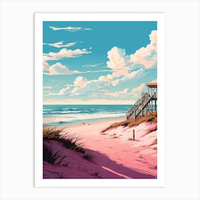 An Illustration In Pink Tones Of  Gulf Shores Beach Alabama 1 Art Print