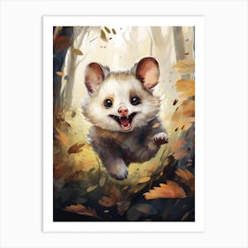 Adorable Chubby Possum Running In Field 3 Art Print