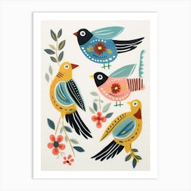 Folk Style Bird Painting Dipper Art Print