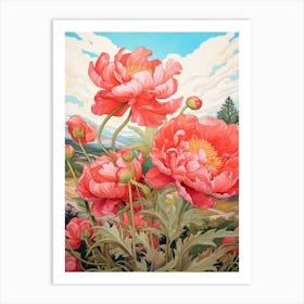 Peony Wildflower In Grassland (4) Art Print