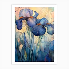 Blue Flag Irises Art Print