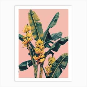 Bananas On Pink Background 1 Art Print