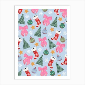 Cute Christmas Blue Art Print