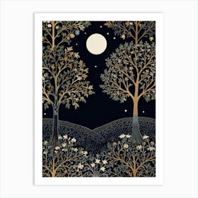 Moonlight Trees Art Print