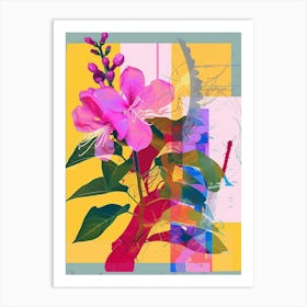 Lilac 4 Neon Flower Collage Art Print