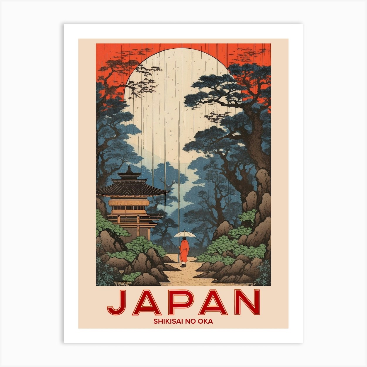 Yamagata, Retro Japanese Travel Poster Print
