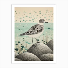 Ohara Koson Inspired Bird Painting Grey Plover 2 Art Print