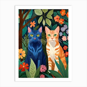 Two Cats In The Forest Art Print