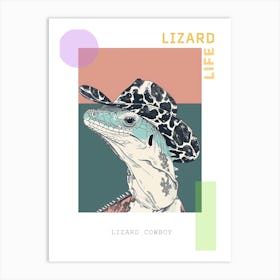Lizard With A Cow Print Cowboy Hat Modern Abstract Illustration 5 Poster Art Print