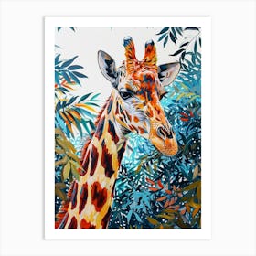 Giraffes In The Leaves Watercolour Style 5 Art Print