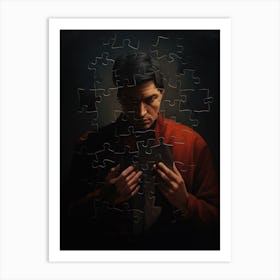 Man Holding A Puzzle Piece Art Print