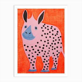 Pink Polka Dot Rhinoceros 1 Art Print