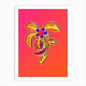 Neon Chinese Quince Botanical in Hot Pink and Electric Blue n.0119 Art Print