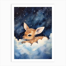 Baby Deer 1 Sleeping In The Clouds Art Print