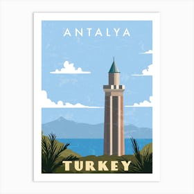 Antalya, Turkey — Retro travel minimalist poster Art Print