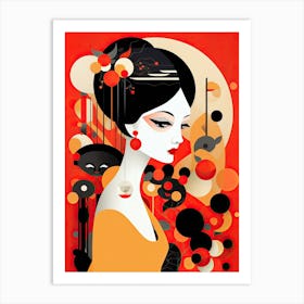 Delicate Balance: Woman's Strength in Minimalist Art Art Print