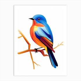 Colourful Geometric Bird Bluebird 2 Art Print