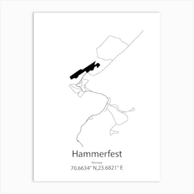 Hammerfest,Norway Minimalist Map Art Print