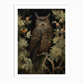 Dark And Moody Botanical Owl 4 Art Print