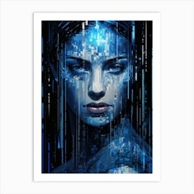 Digital Pixelation Abstract Geometry Lady 10 Art Print