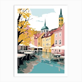 Turku, Finland, Flat Pastels Tones Illustration 2 Art Print