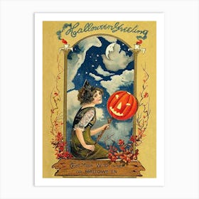 The Moon Witch Is Seen On Halloween Art Print