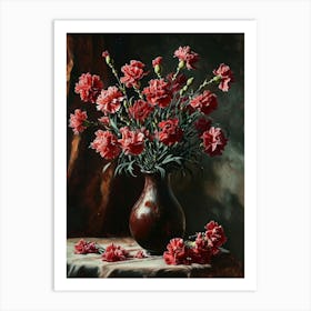 Baroque Floral Still Life Carnations 4 Art Print