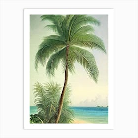 Beach Waterscape Vintage Illustration 1 Art Print