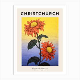 Christchurch New Zealand Botanical Flower Market Poster Art Print